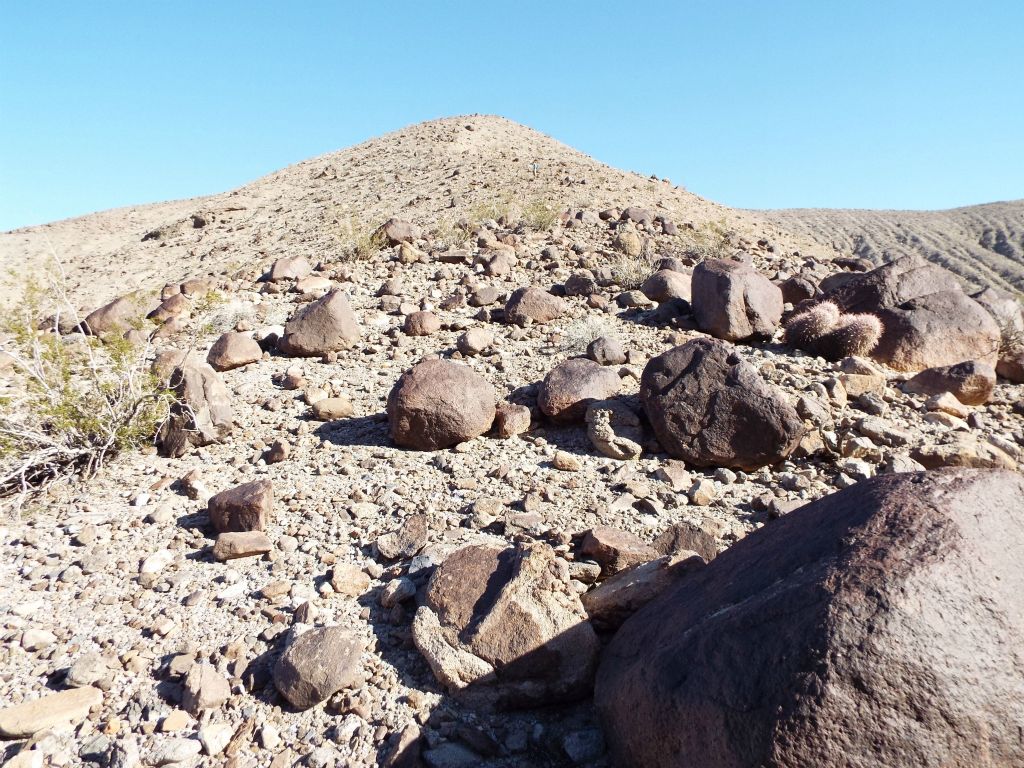 Beginning the long 500-foot ridge climb from Cottonwood Canyon Rd: