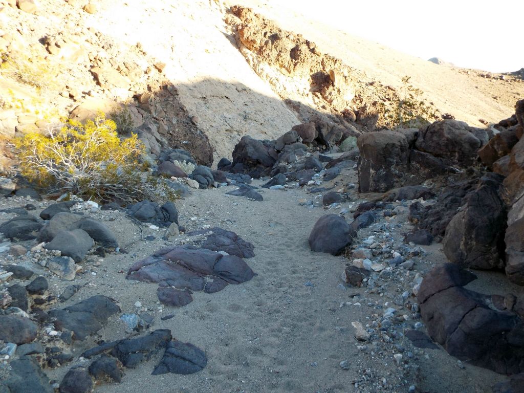 The wash ended up narrowing down and becoming filled with large boulders: