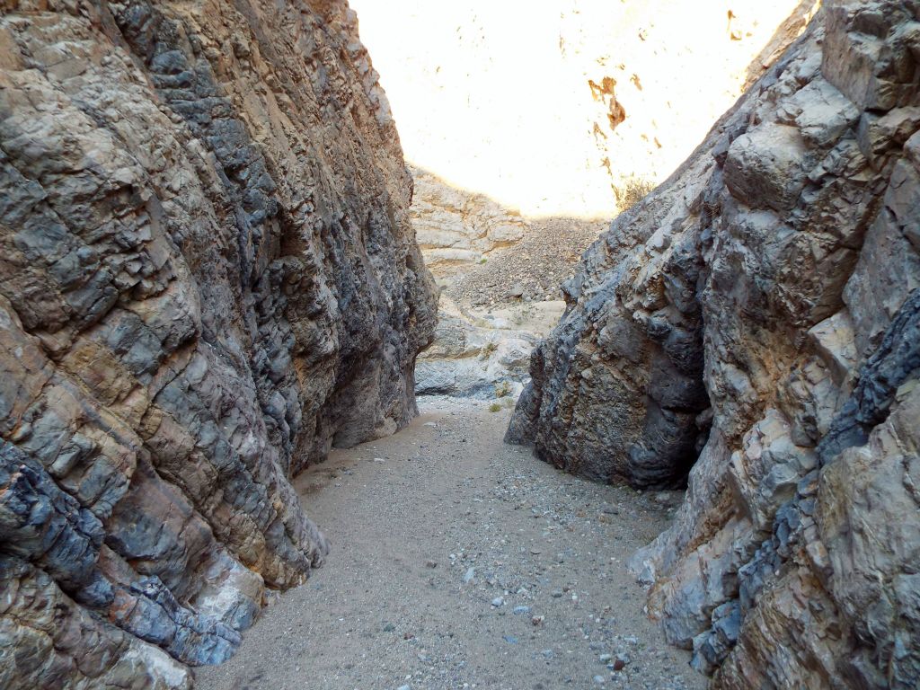 The tilted layers were visible on both sides of the canyon as we walked through this narrow gateway: