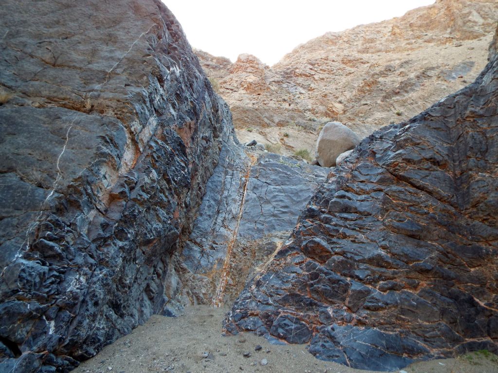 A gorgeous small dry fall that was well polished but eroded: