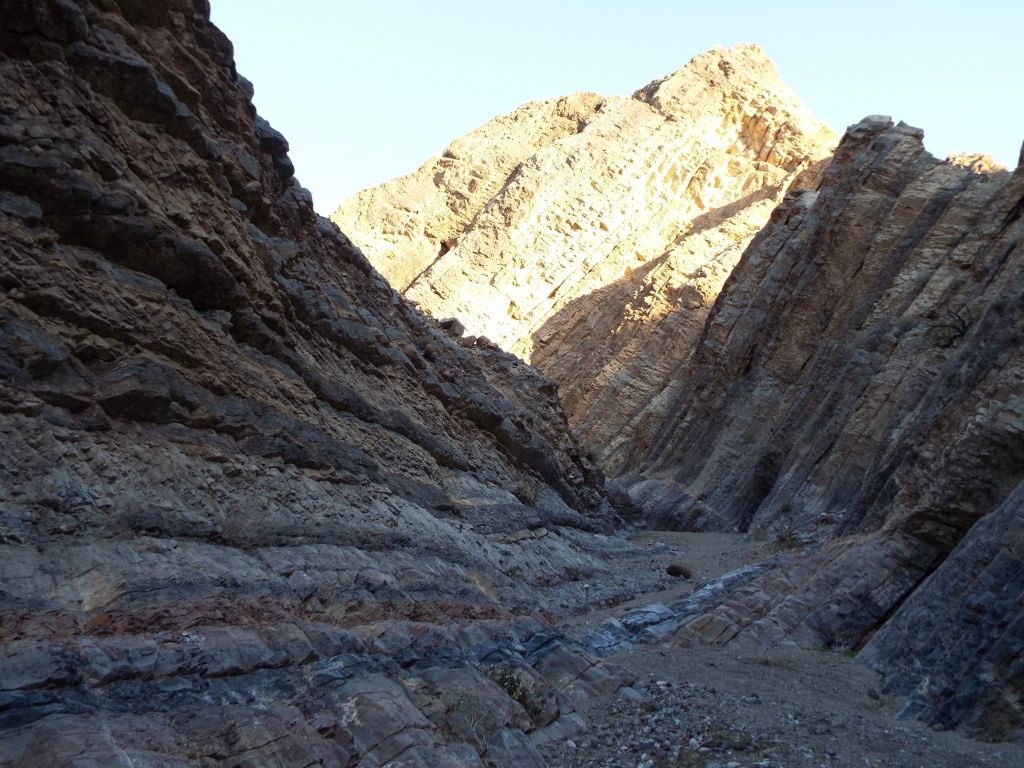 The sunshine on the higher walls and peaks was providing a nice contrast with the shaded canyon: