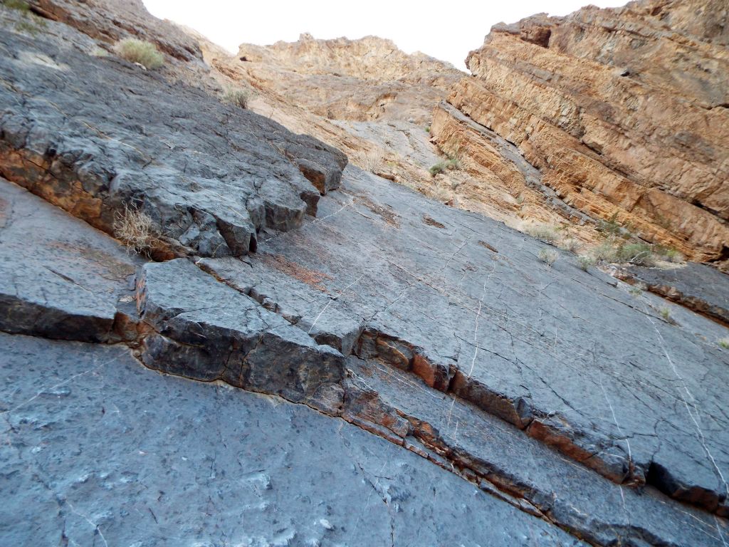 Uplifted and tilted rock slabs continued to form portions of canyon walls, as seen in the next two pictures:
