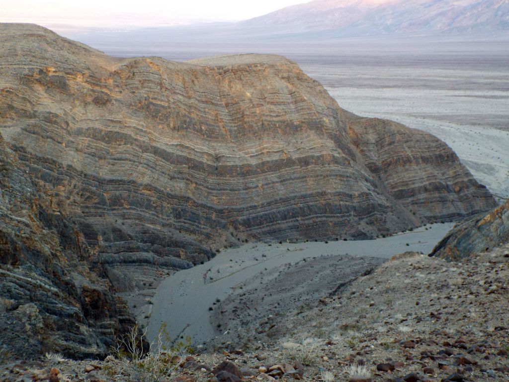 Zooming in on the wash of the lower canyon from the hillside above:
