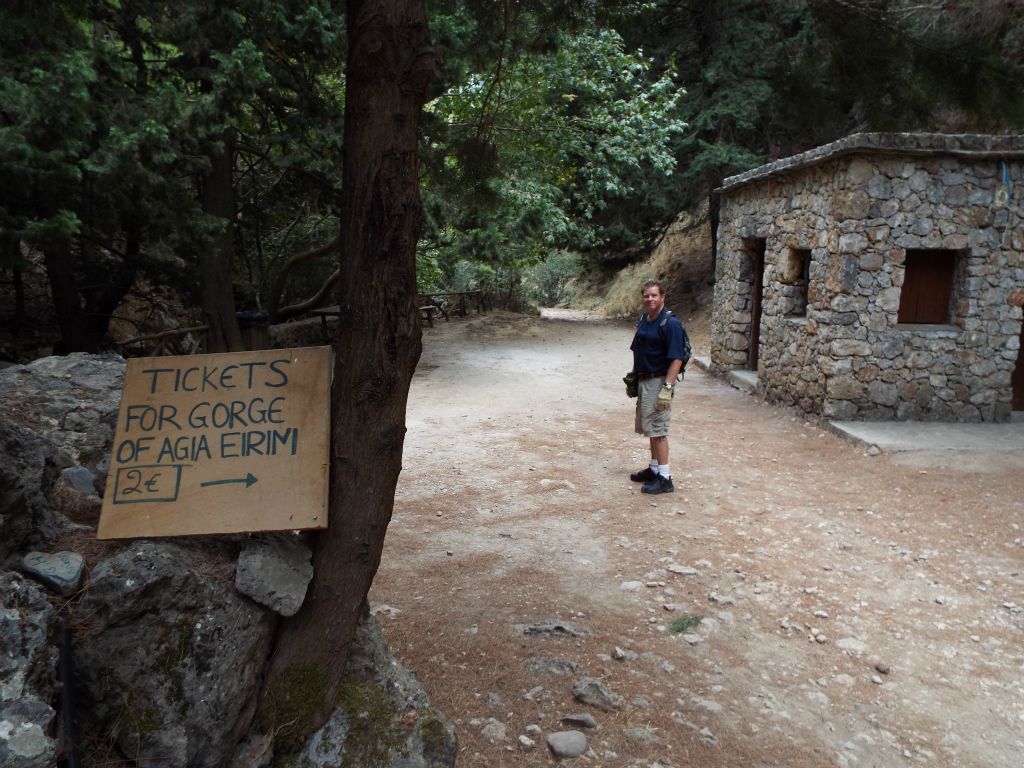 In 2014, the very low cost of entering Agia Irini Gorge was 2 euros.  However, as we were entering in the late afternoon, entrance was free since the staff had gone home for the day: