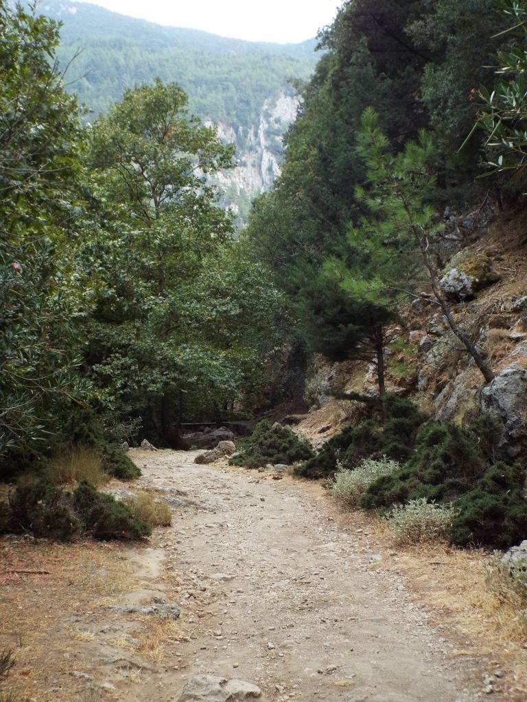Past the entrance station, the path became dirt and the high walls of the gorge were just ahead: