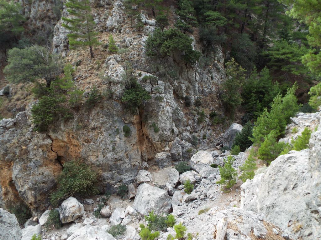 Looking down into the gorge from above.  Check out the massive boulders in the wash: