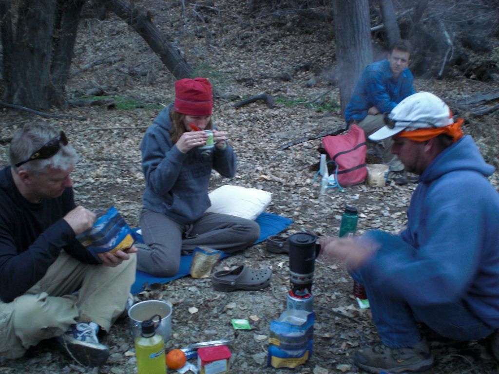 At the end of the day, we pumped water from the springs and enjoyed our backpacking dinners:
