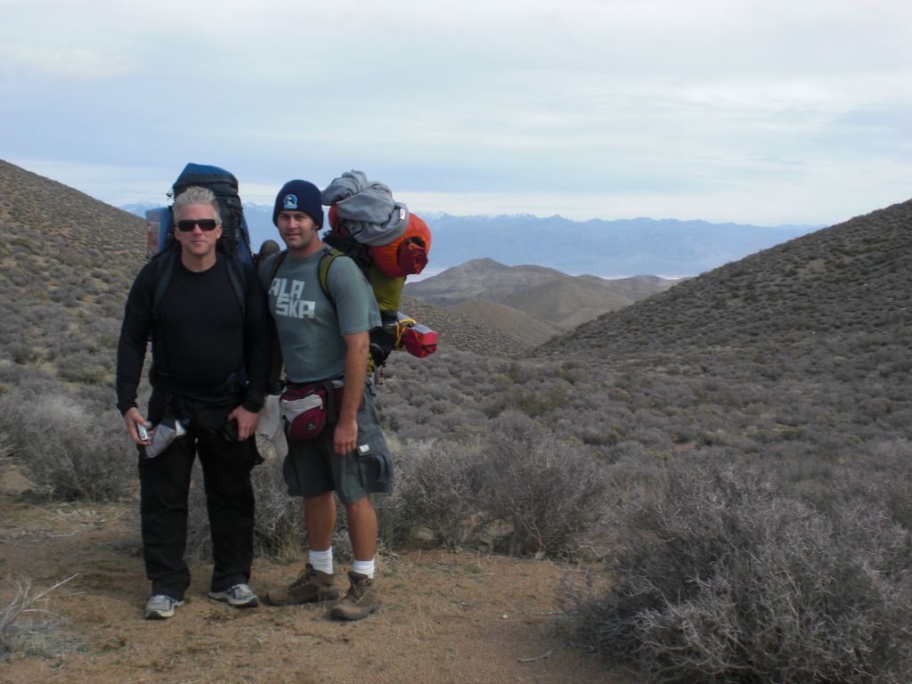 Conrad and Steve standing on the pass before heading down the other side: