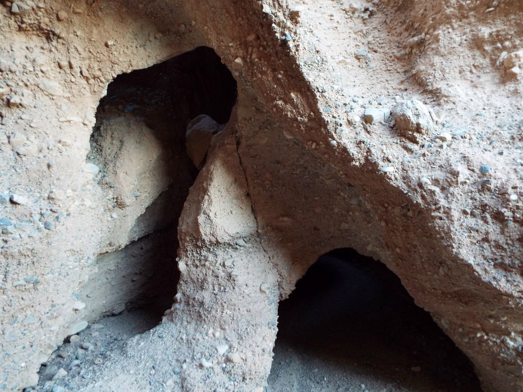 A closer look at the double natural bridge formation reveals that the left side was the old channel for water flow, while the right side is the current channel: