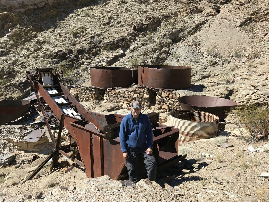 Getting a picture at Big Bell Mine and mill site, one of the most fascinating locations in Death Valley: