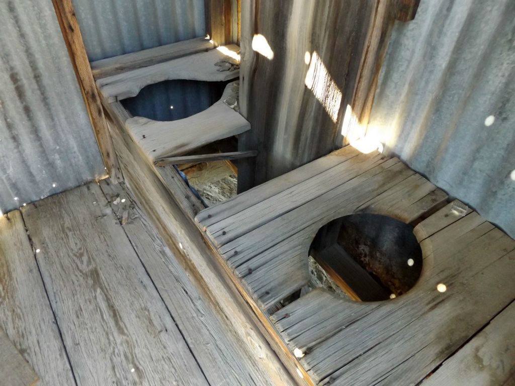 The outhouse has two seats.  Privacy wasn't as important back in mining days: