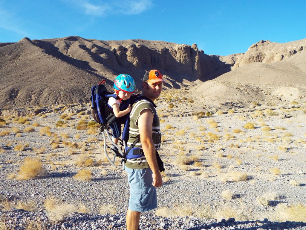 Our hike was a true family hike with Stefan in his backpack carrier, wearing his infant helmet for safety purposes: