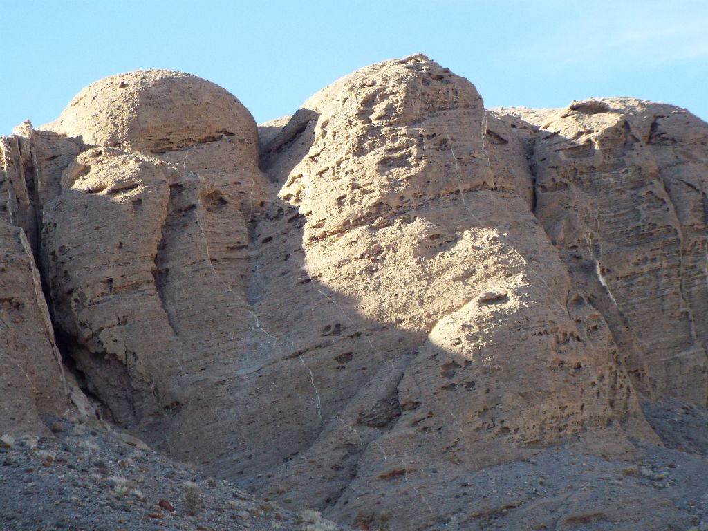 A unique rock type and texture on the canyon walls: