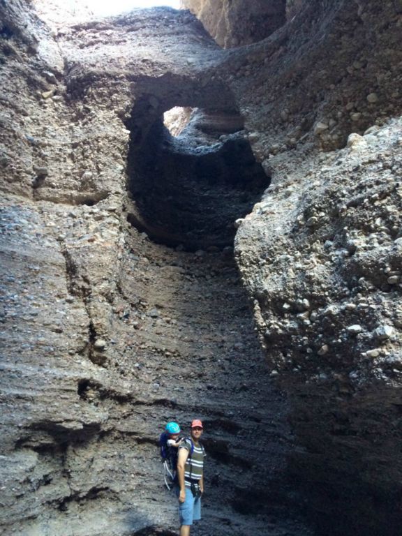 Two pictures showing Steve, Stefan, and Daria standing below Jensen Bridge: