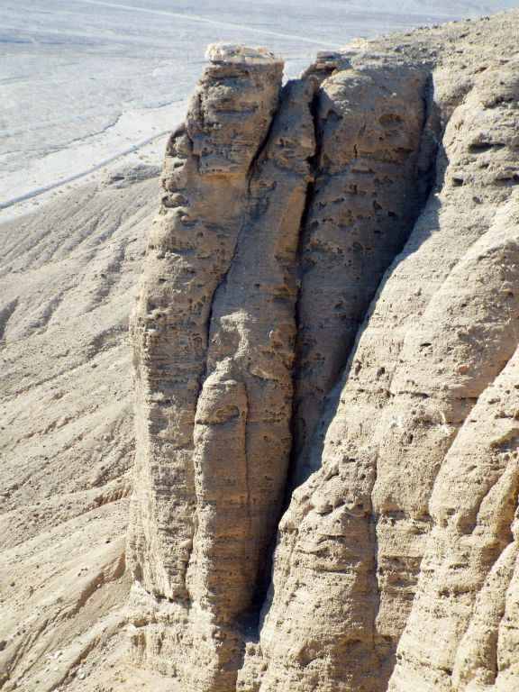A very unique view of the mummy of Mummy Canyon.  The mummy's head is at the top of the left section of rock, while the body shifts over to the middle section of rock: