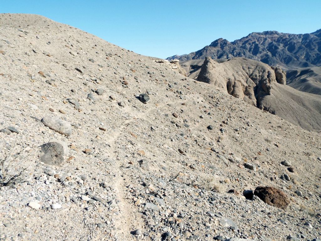 Continuing to follow sheep trails as we headed over closer to the canyon rim.  If you do this hike, be careful as the sheep get too close to the edge for comfort.  Please stay far away from the edge of the cliffs in order to stay safe:
