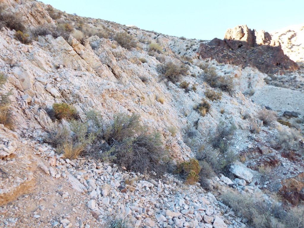 This was the kind of terrain we began climbing through -- steep rocks with endless amounts of loose quartz:
