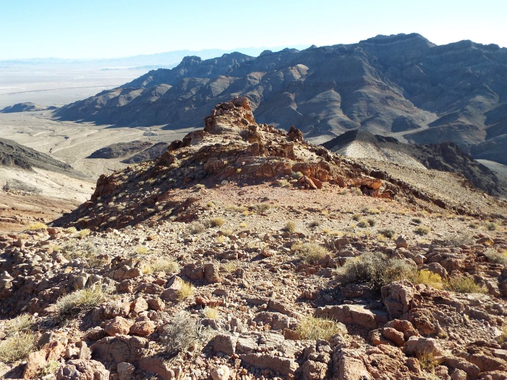 Looking back at the rock outcropping and view behind it: