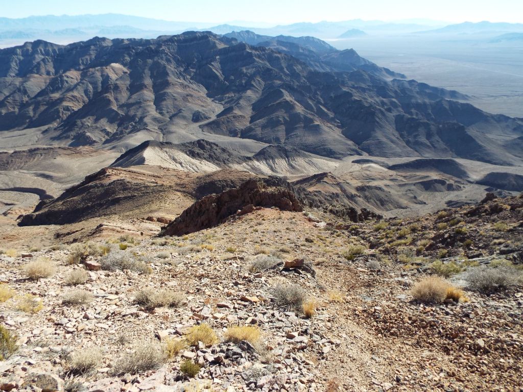 Our elevation was getting so high now that we could nearly see over Bat Mountain and the rest of the Funeral Mountains Wilderness Area: