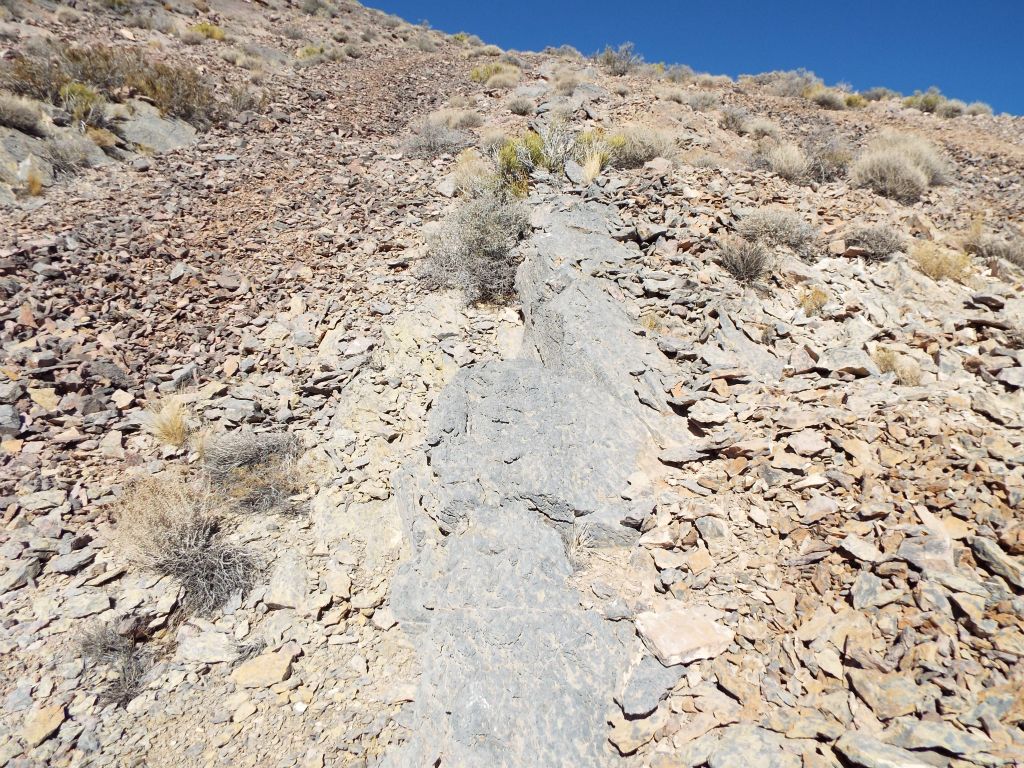 This picture shows how we could occasionally hike on sections of solid rock rather than sinking into shale: