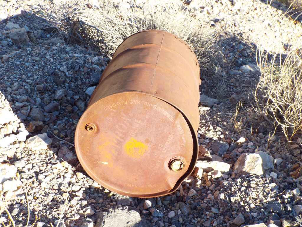 This old barrel was sitting in the wash at the bottom: