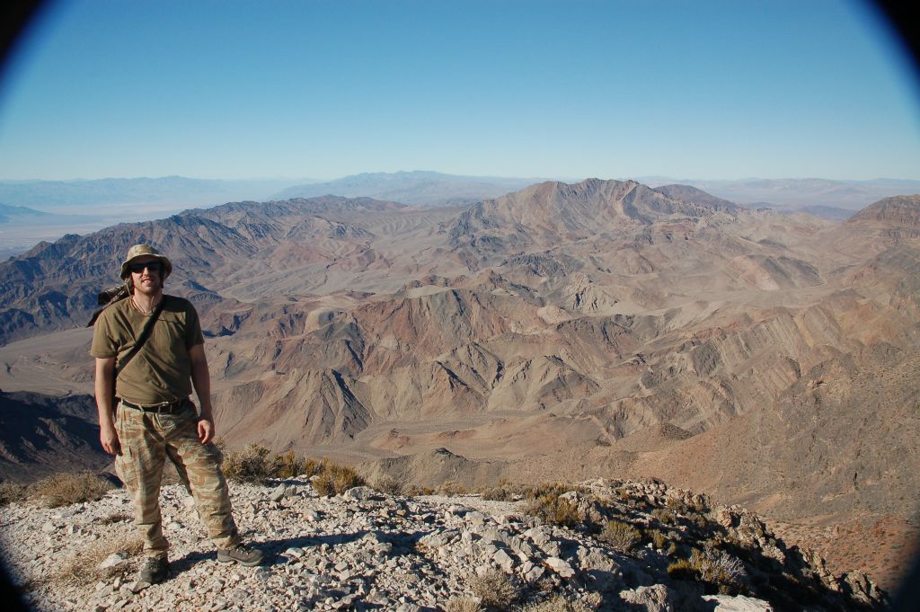 Tobin with Schwaub Peak and the northern Funeral Mountains: