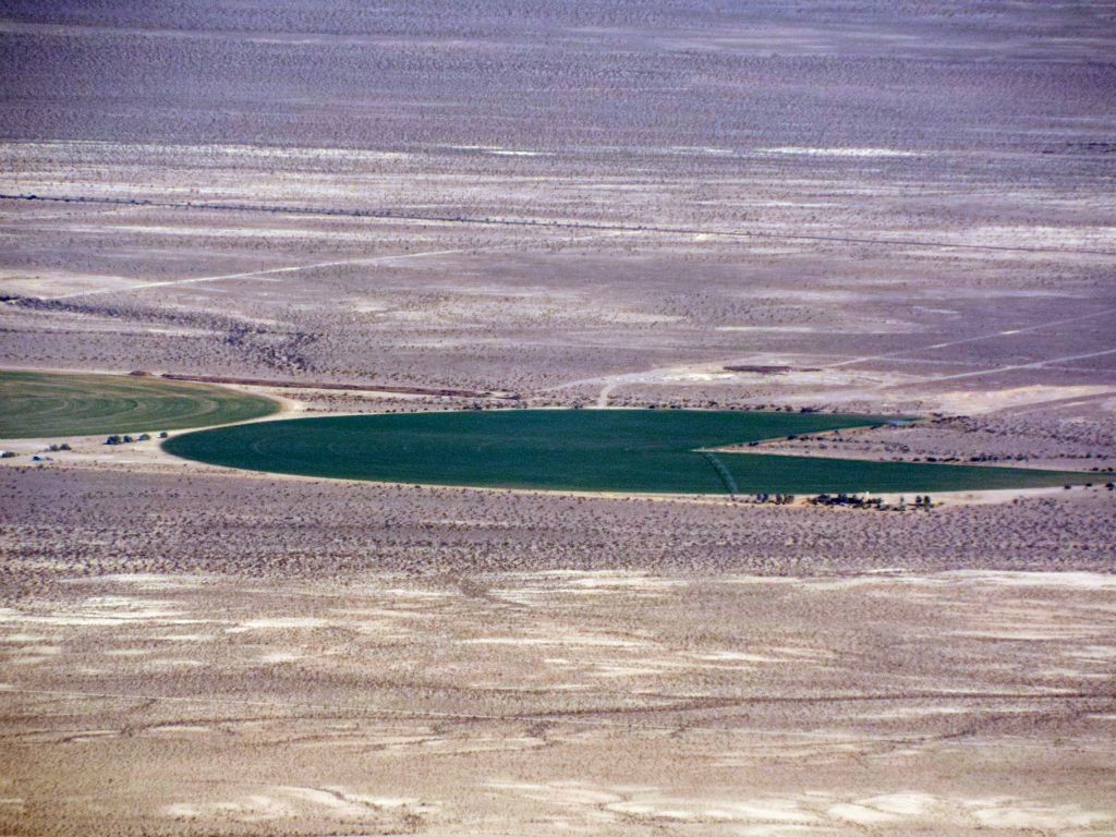 The crop circles out in Amargosa Valley seem to be the most distinct landmarks: