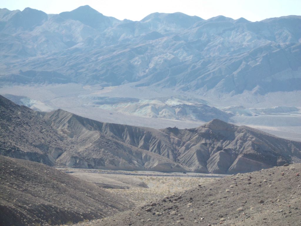 Soon we turned off to the left into a smaller side canyon.  This is the view looking back of the Black Mountains: