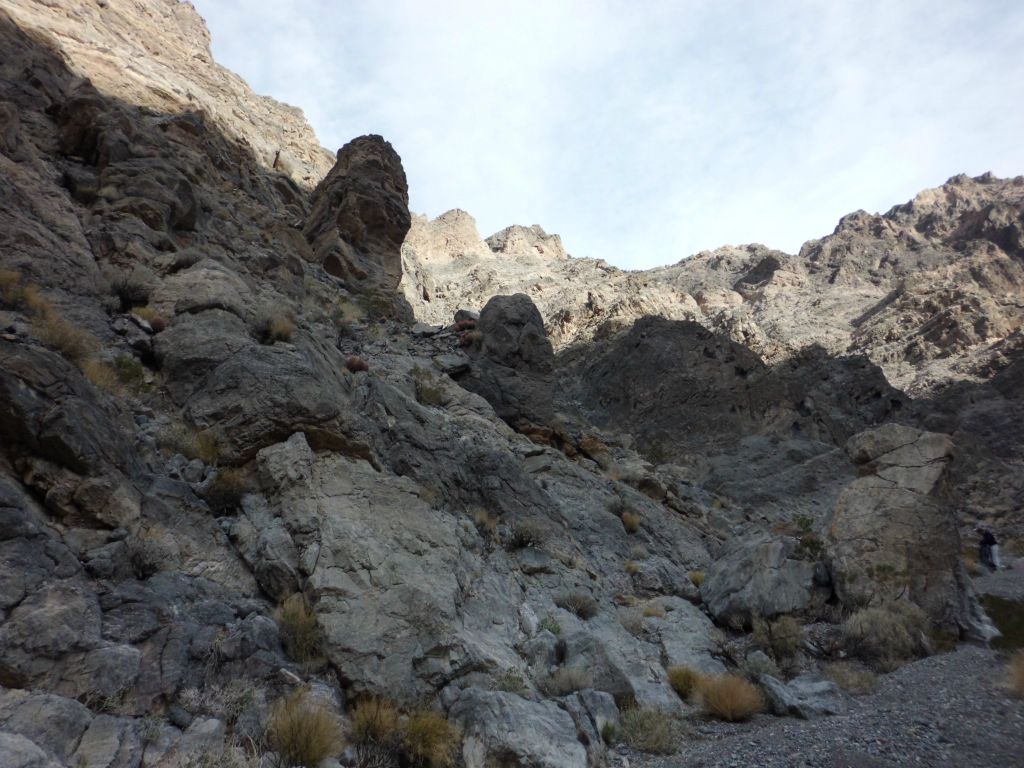 Notice the interesting rock formations standing tall on the hillside: