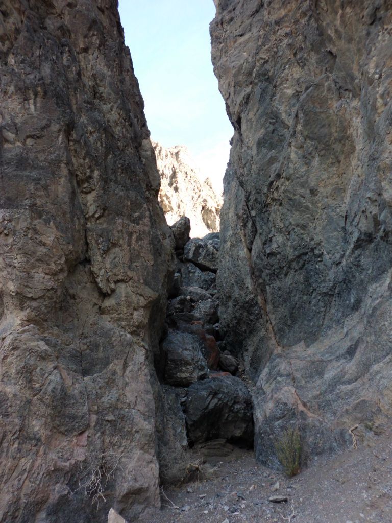 Sure enough, we were at the 1st major obstacle in the canyon.  It starts as a narrow corridor which contains a boulder jam: