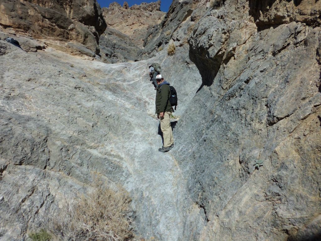 A picture of Steve heading up the dry fall:
