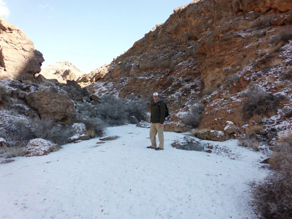 Walking on a path of snow which added to the beauty of the area:
