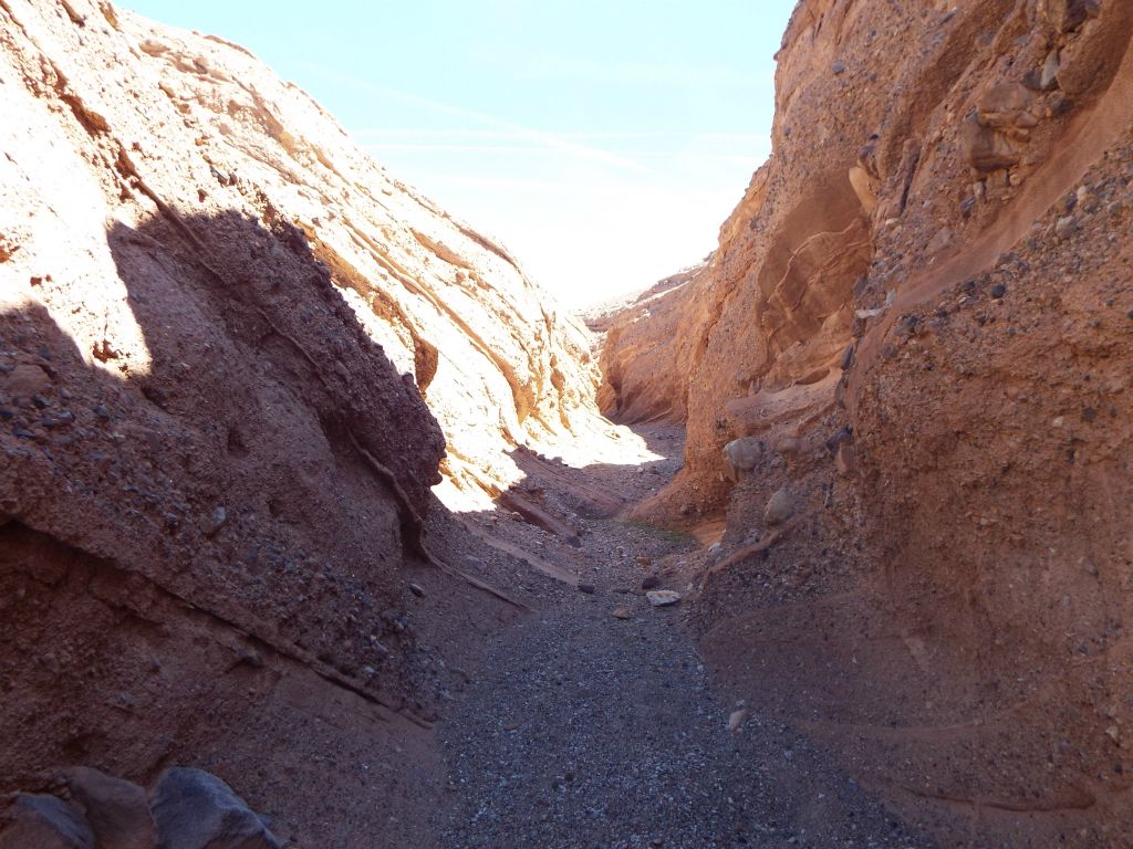 Passing through a long straight corridor of shallow narrows: