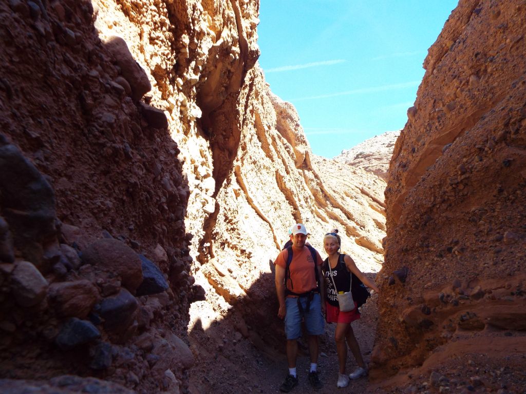 Steve, Daria, and Stefan (hidden from view) hiking through the 2nd Narrows: