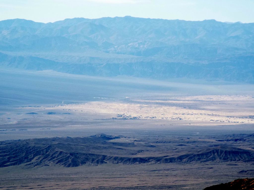The Cottonwood Mountains and Mesquite Flat, as seen looking to the west: