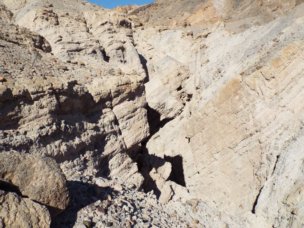 We then exited the false bridges fork and found a way to scramble up the hillside to the west:
