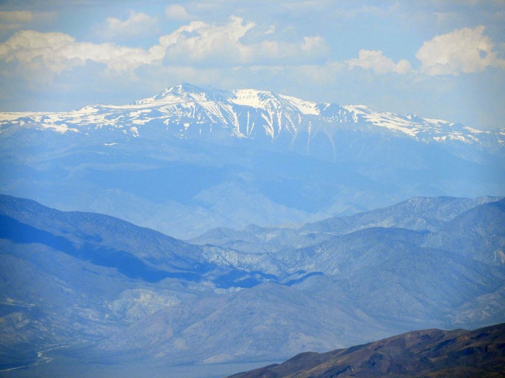White Mountain Peak at 14,246 feet in elevation is the third highest peak in California.  This incredible zoomed view is taken from some 76 air miles away: