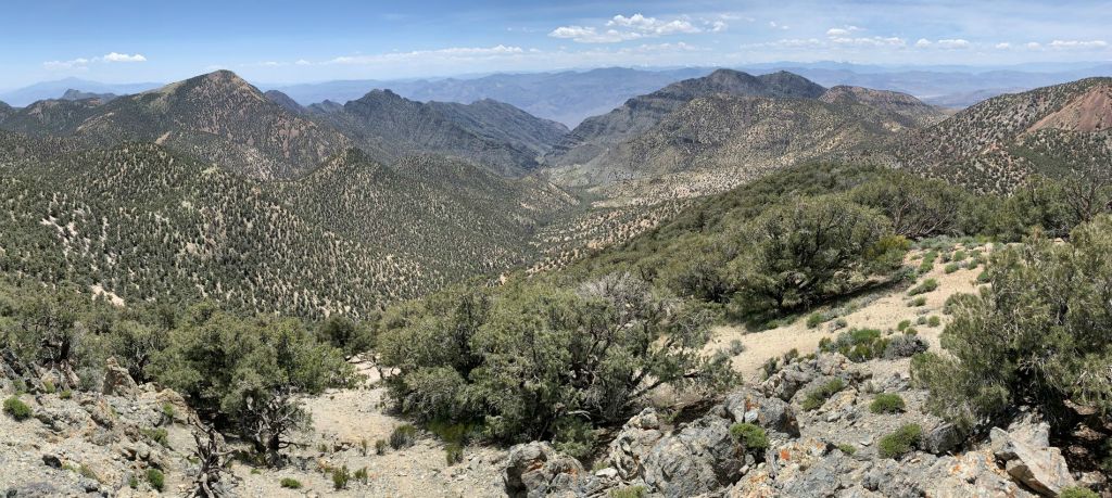 Panoramic view from 8572T looking to the west toward Backthrust Canyon: