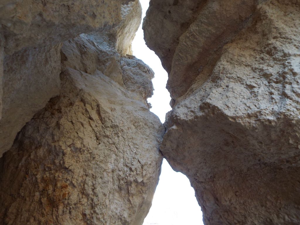 Looking up from underneath, you can see where the two sides of the canyon are touching in one spot: