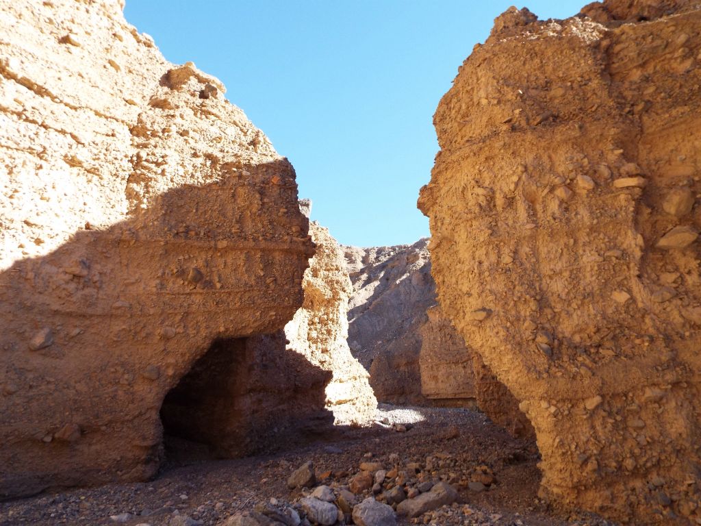Notice how on both sides of the canyon the upper parts of the walls are overhanging: