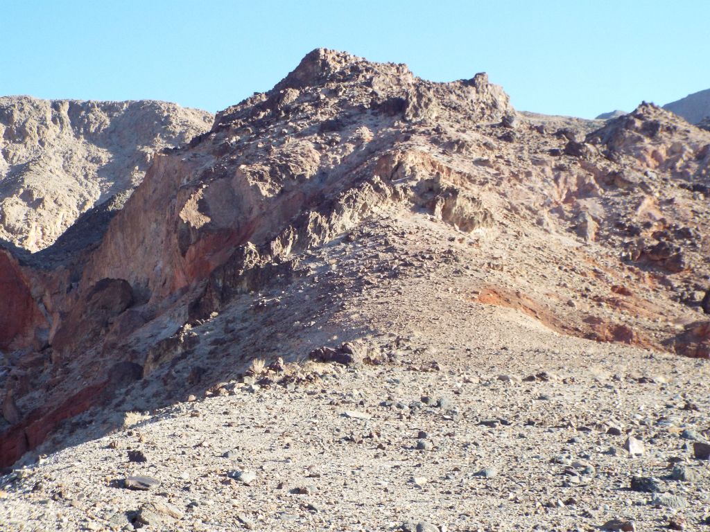 I found an obvious sheep trail back into the canyon, but rejected it in favor of continuing along the ridge: