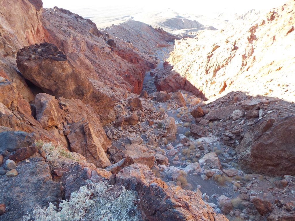 From there, I scrambled over to the right side of the 1st stage of the 3rd major dry fall.  This was the view back down the section of canyon which I missed: