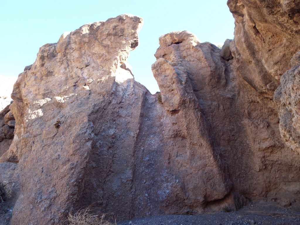 It was a solid wall which contained the 4th major dry fall.  Check out the unique rock shape hanging out above the left top of the dry fall: