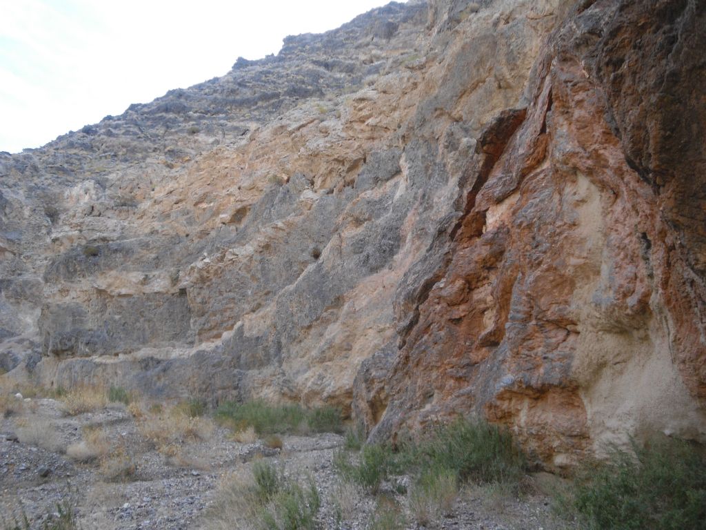 A very pretty section of canyon wall with multiple colors on display: