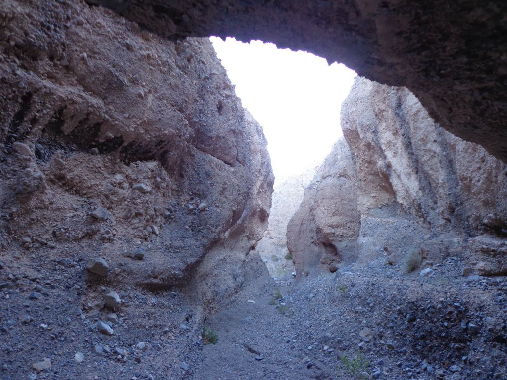 Looking ahead in the canyon from underneath an overhang: