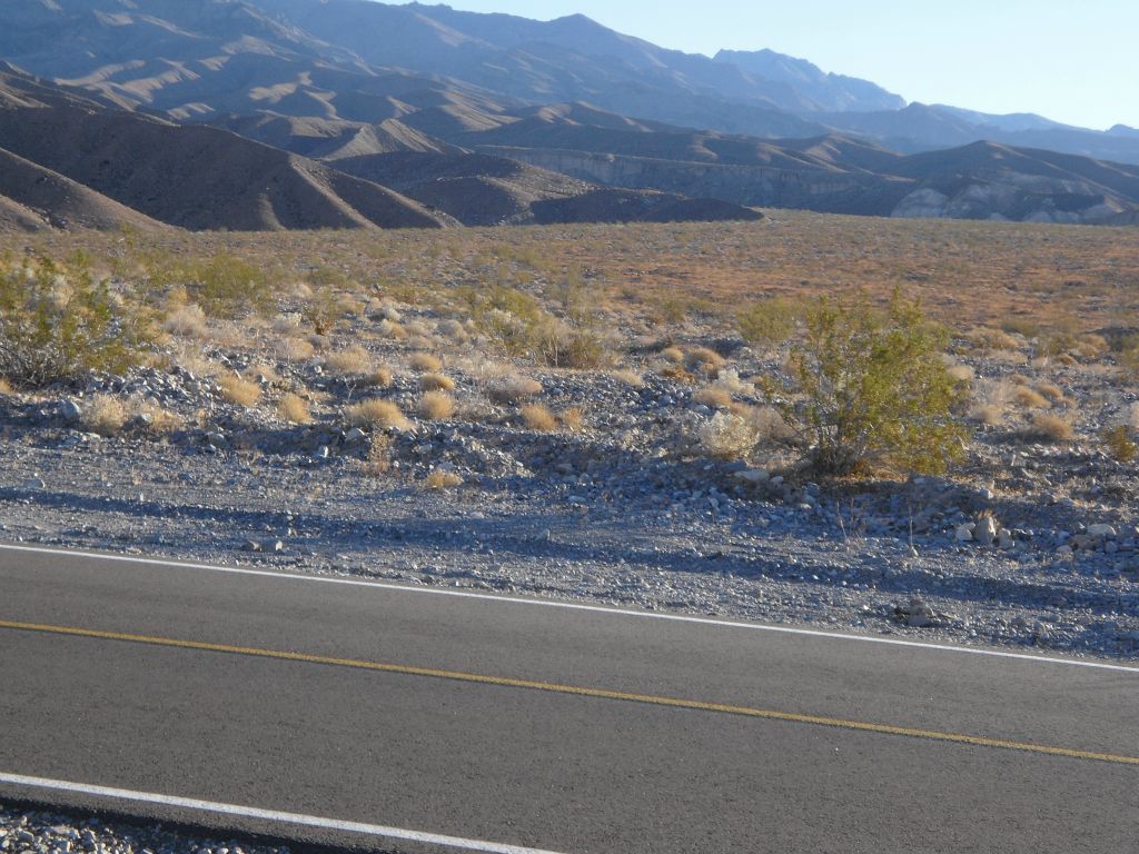 Parking on Scotty's Castle Road and then heading southeast to get into the main wash cutting through these small hills: