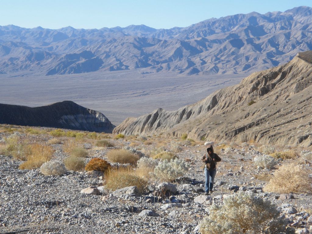 Tiffany keeping warm by pushing hard up the canyon.  This was the most difficult hike she has been involved with to date: