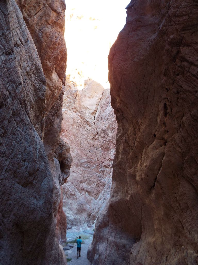 Charlie shown once again for scale to highlight the massive walls and tight narrows all the way up: