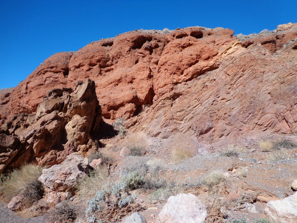 Interesting formations and rock textures up on the hillside: