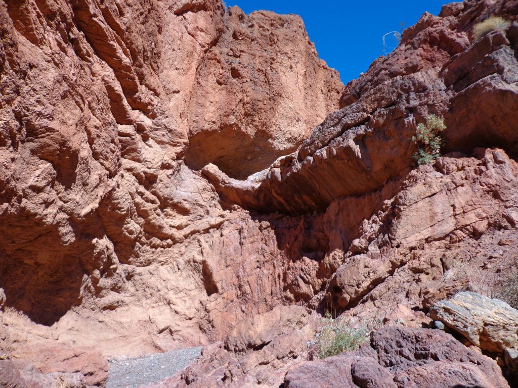 Just beyond the boulders, we arrived at the base of the only major dry fall of RN Red Slot: